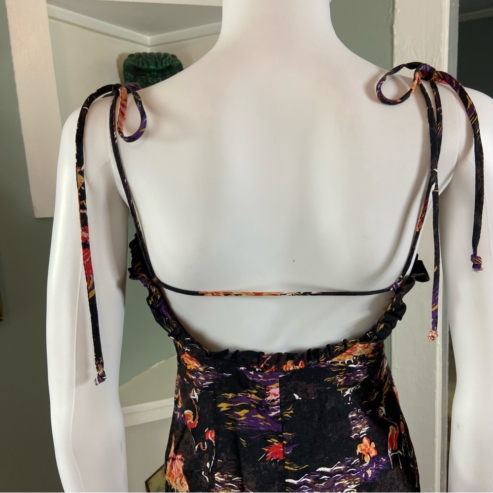 Free People Beach Party Paradise Flamingo Hawaiian Midi Sun Dress Linen Blend 0 - Picture 16 of 16